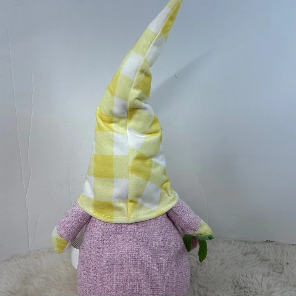Charming Gnome Plush with Yellow Checkered Hat‎ Spring Time